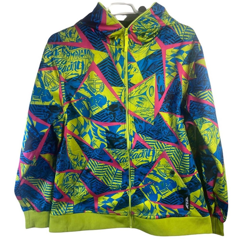 Fly Racing Motocross Geometric Zip Hooded Jacket  Tag Size XL, Pre-Owned